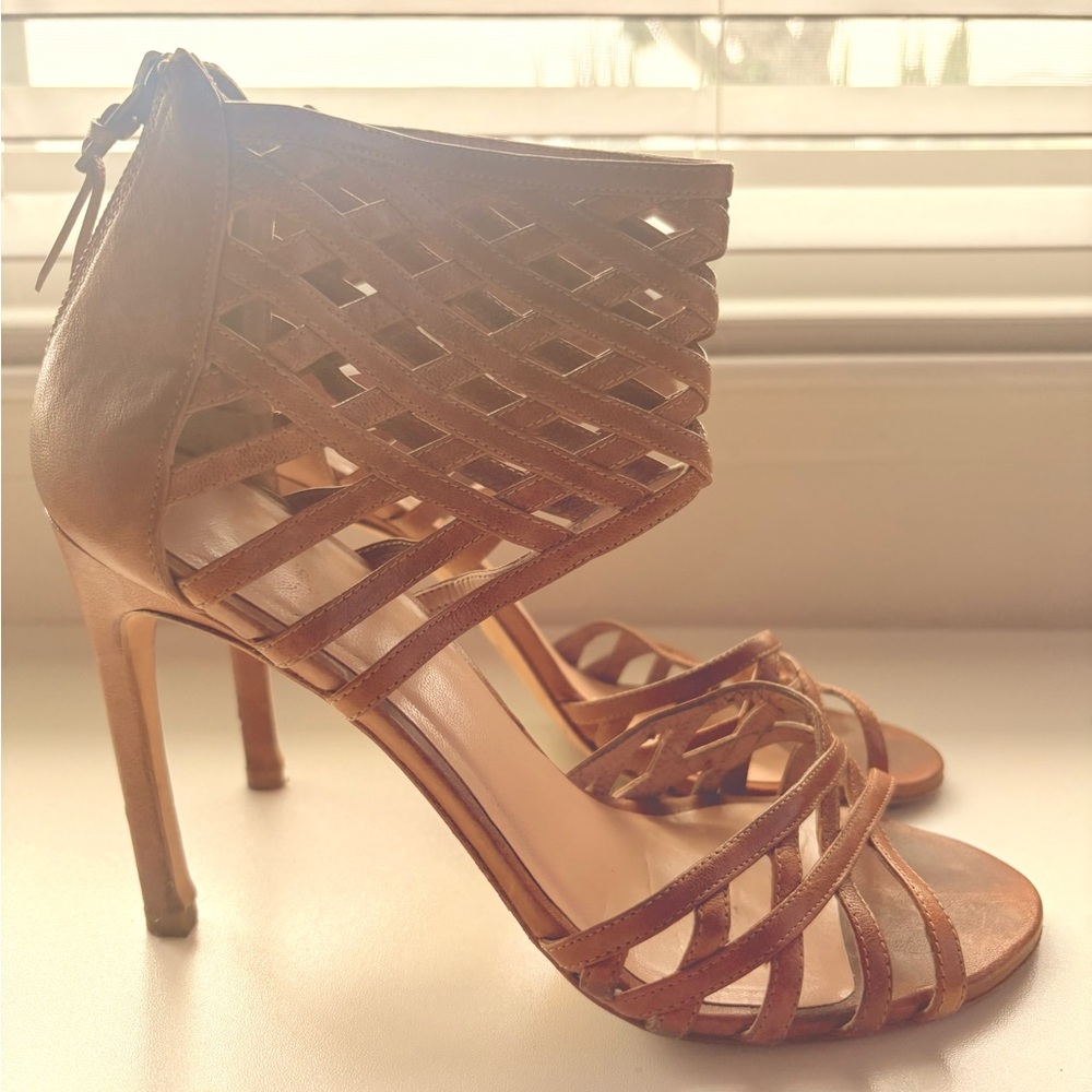 Stuart Weitzman Brown Strappy Heels - Size 8